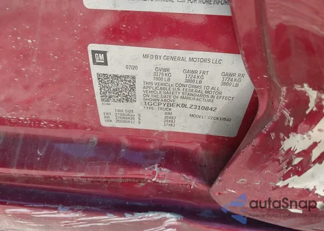 2020 Chevrolet Silverado 1500 4Wd Short Bed Custom from USA, damaged, VIN 1GCPYBEK0LZ310842